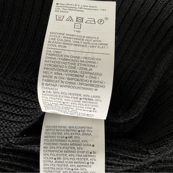 Athleta Hanover Refined V-Neck Black Soft Merino Wool Tunic Sweater Size XXS - Picture 9 of 10